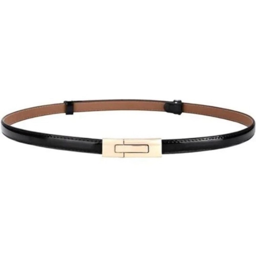 New Skinny Genuine Leather Belts  Womens Black Thin Belt